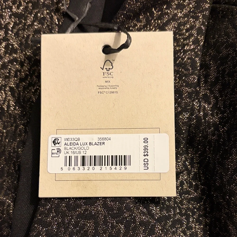 All Saints Alesia Lux Blazer in Black and Gold - Picture 4 of 4